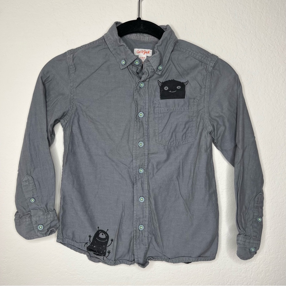 Cat & Jack Boys Monster Button Down Shirt